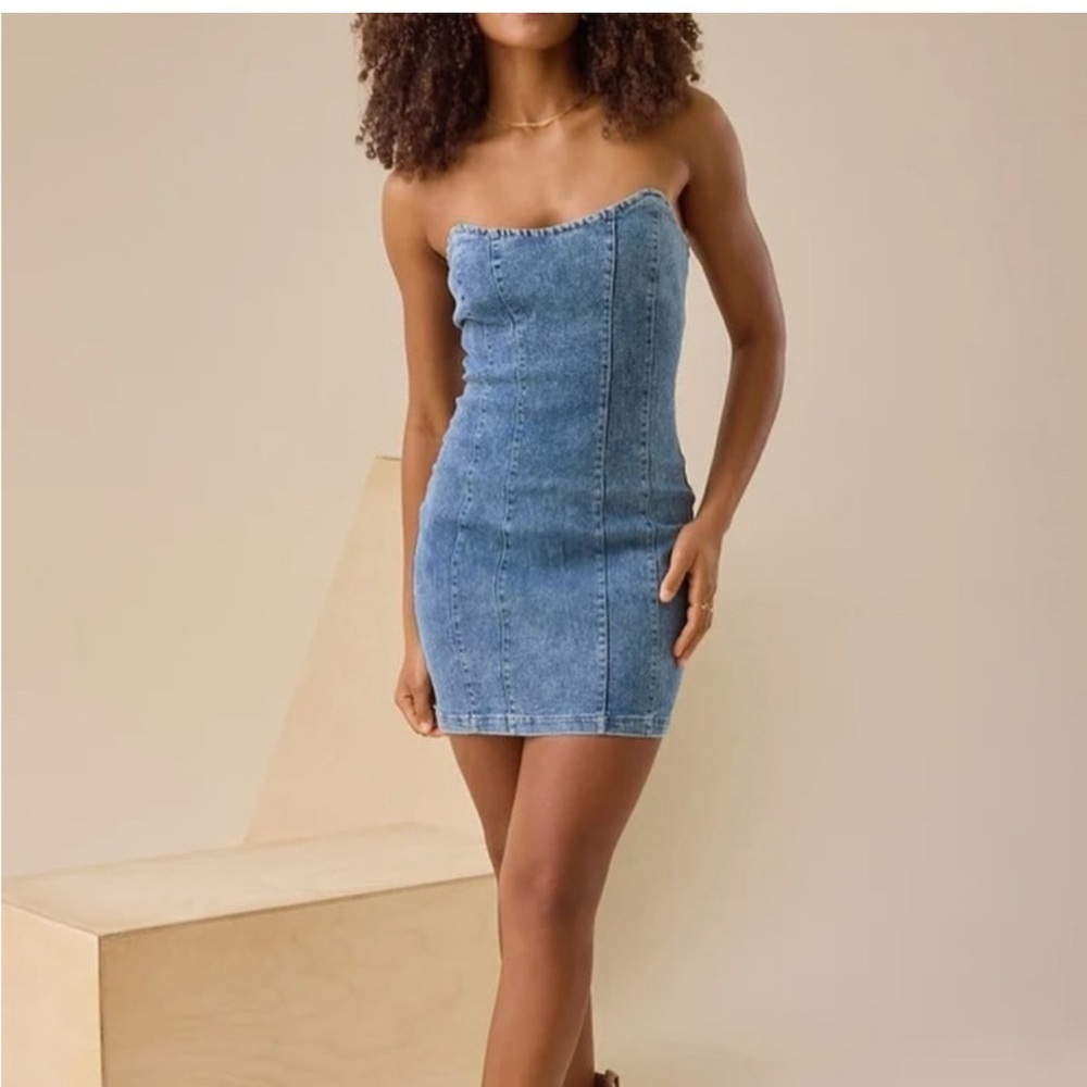 Altr’d State Denim Strapless Mini Dress